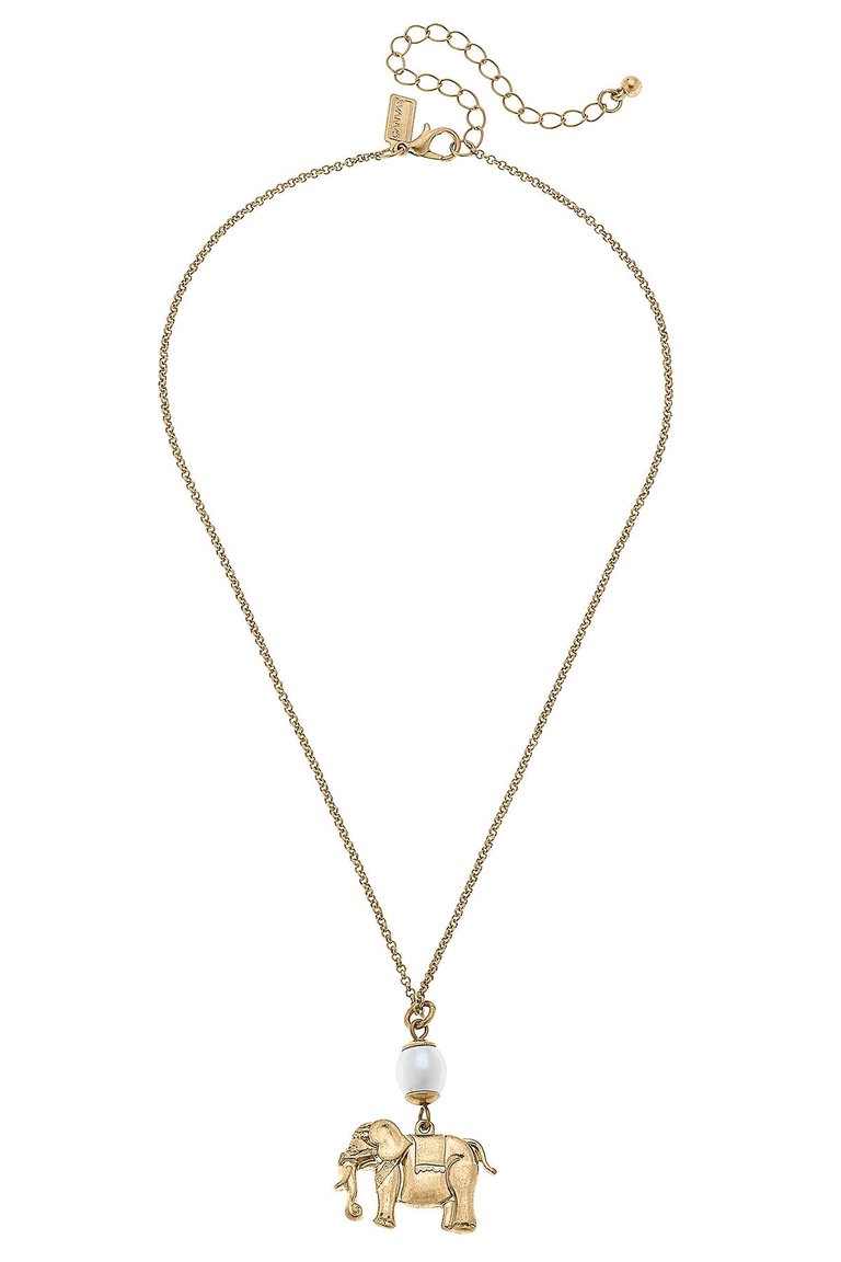 Bracy Elephant Charm & Pearl Necklace