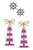 Bridget Navy Nautical Ship's Wheel Stud and Luna Pink Lighthouse Earring Set - Navy/Pink - Navy/Pink