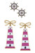 Bridget Navy Nautical Ship's Wheel Stud and Luna Pink Lighthouse Earring Set - Navy/Pink - Navy/Pink