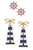 Bridget Pink Nautical Ship's Wheel Stud and Luna Navy Lighthouse Earring Set - Pink/Navy - Pink/Navy