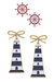 Bridget Pink Nautical Ship's Wheel Stud and Luna Navy Lighthouse Earring Set - Pink/Navy - Pink/Navy