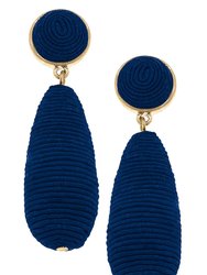 Brielle Silk Cord Drop Earrings in Navy - Navy