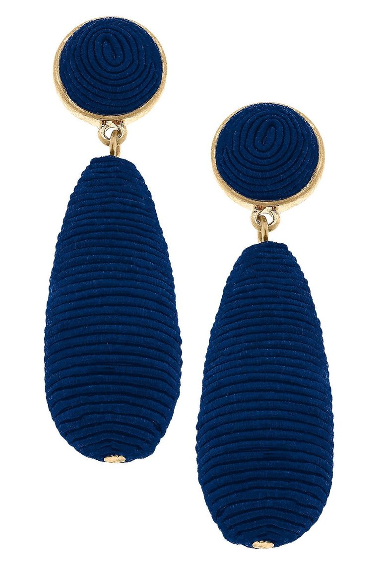 Brielle Silk Cord Drop Earrings in Navy - Navy