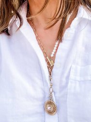 Brinkley Pearl & Paperclip Chain T-Bar Pendant Y Necklace