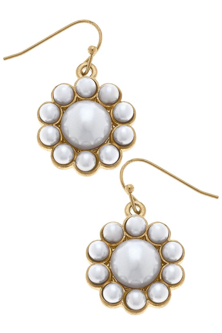 Caine Pearl Flower Drop Earrings - Ivory