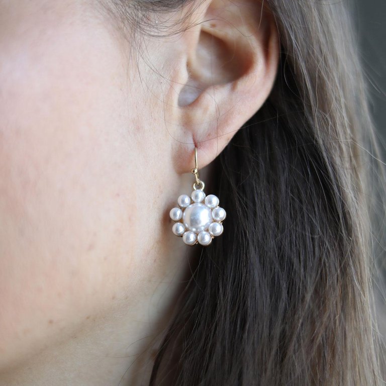 Caine Pearl Flower Drop Earrings