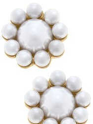 Caine Pearl Flower Stud Earrings - Ivory