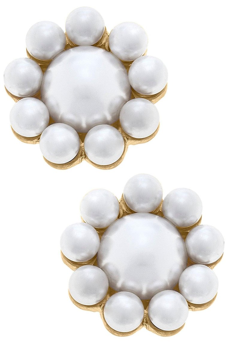 Caine Pearl Flower Stud Earrings - Ivory
