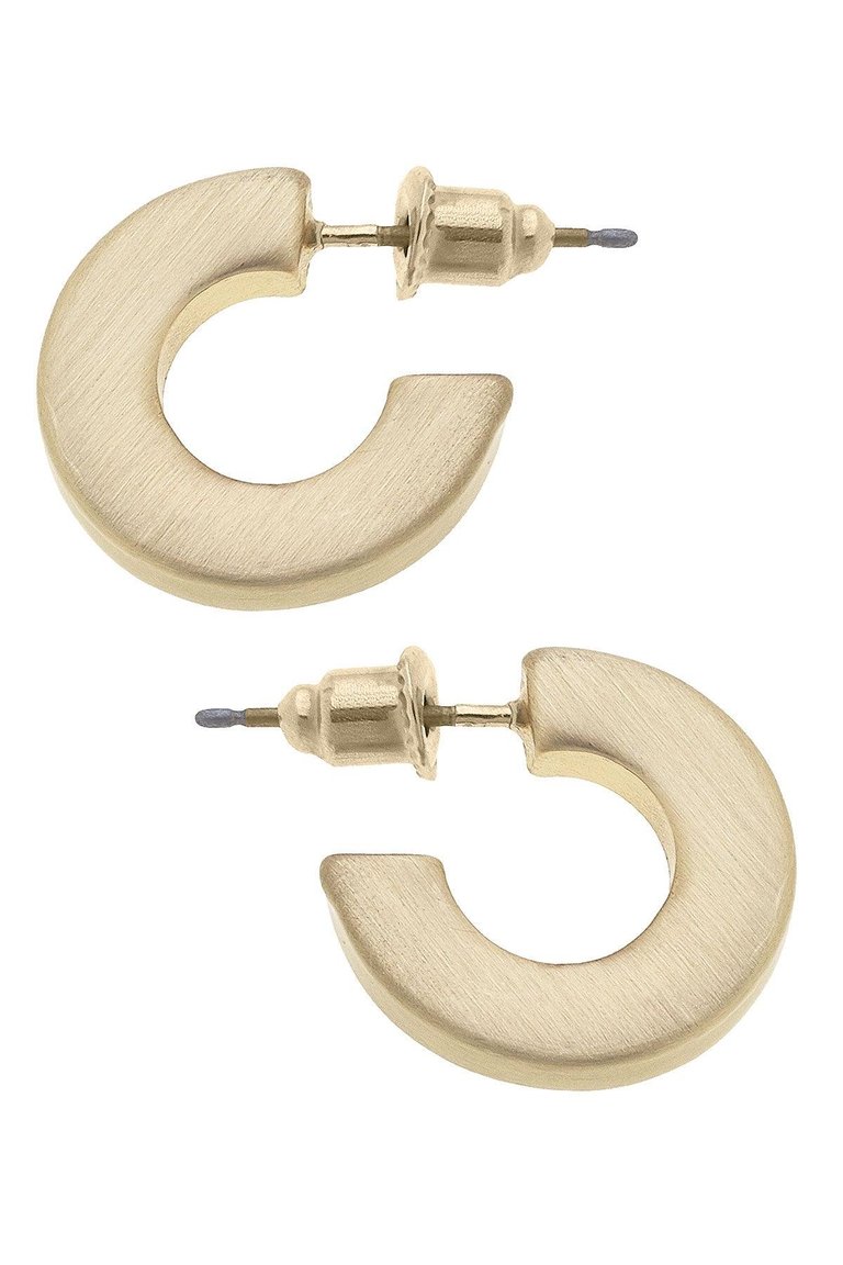 Cali Large Flat Hoop Earrings In Satin Gold - Satin Gold
