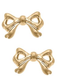 Callie Bow Stud Earrings - Worn Gold