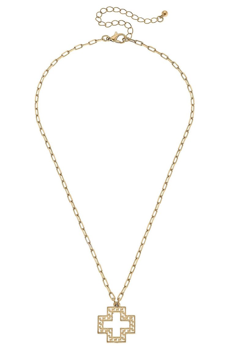 Cameryn Greek Keys Cross Necklace
