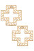 Cameryn Greek Keys Cross Stud Earrings - Worn Gold