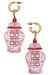 Camille Enamel Double Happiness Temple Jar Earrings - Pink & White