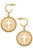 Candace Coin Cross Drop Hoop Earrings - Worn Gold