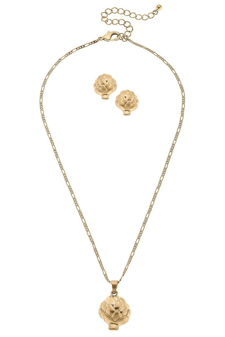 Canvas Style x @ChappleChandler Suzy Artichoke Earring and Necklace Set - Gold