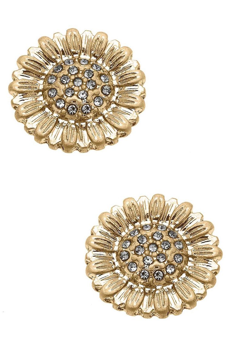 Caprice Sunflower Stud Earrings - Gold