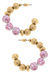 Carmen Chinoiserie And Ball Bead Hoop Earrings - Pink/White