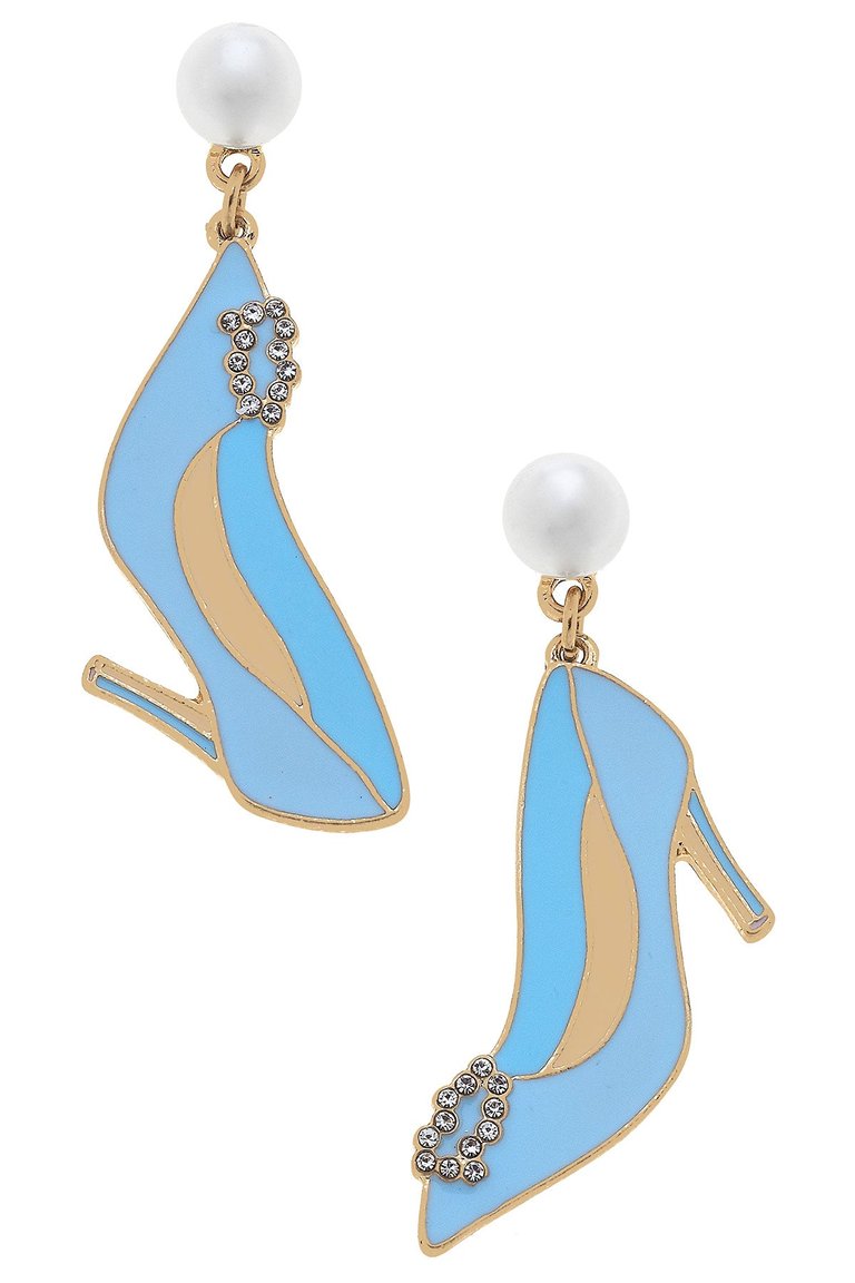 Carrie Enamel And Pavé Wedding Pumps - Blue/White