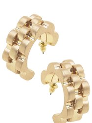 Carter Watchband Chunky Open Hoop Earrings - Satin Gold