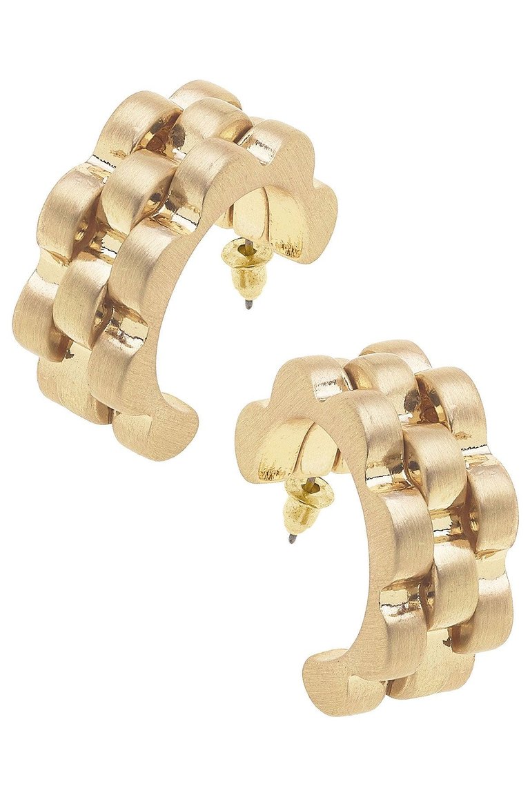 Carter Watchband Chunky Open Hoop Earrings - Satin Gold