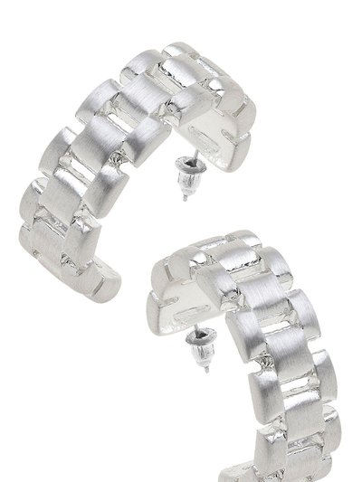 Canvas Style Carter Watchband Open Hoop Earrings - Satin Silver product