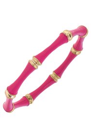 Celeste Enamel Bamboo Bangle In Pink - Pink