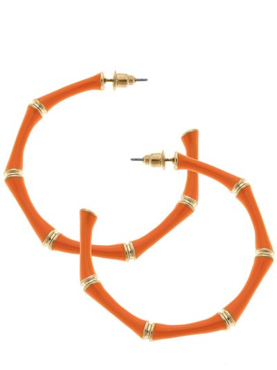 Canvas Style Celeste Enamel Bamboo Hoop Earrings In Orange product