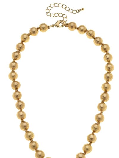 Canvas Style Chloe 10MM Hand-Knotted Ball Bead Necklace In Worn Gold product