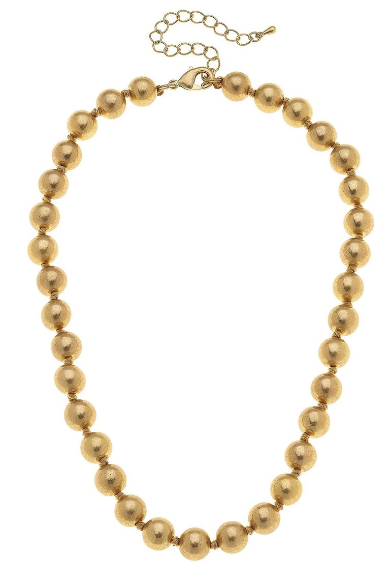 Chloe 10MM Hand-Knotted Ball Bead Necklace In Worn Gold - Gold