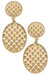 Christine Quilted Metal Oval Drop Earrings In Worn Gold - Worn Gold