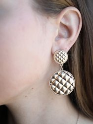 Christine Quilted Metal Round Drop Earrings