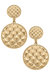 Christine Quilted Metal Round Drop Earrings - Worn Gold