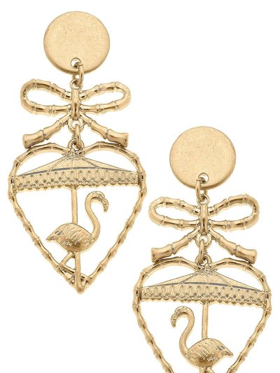 Canvas Style Claudette Flamingo And Bamboo Heart Drop Earrings product