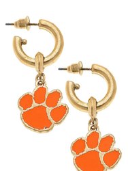 Clemson Tigers Enamel Drop Hoop Earrings - Orange