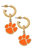 Clemson Tigers Enamel Drop Hoop Earrings - Orange