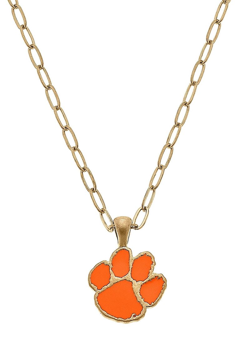 Clemson Tigers Enamel Pendant Necklace - Orange