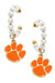 Clemson Tigers Pearl Hoop Enamel Drop Earrings - Orange