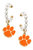 Clemson Tigers Pearl Hoop Enamel Drop Earrings - Orange