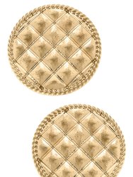 Connell Quilted Metal Disc Stud Earrings - Worn Gold