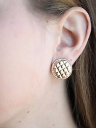 Connell Quilted Metal Disc Stud Earrings
