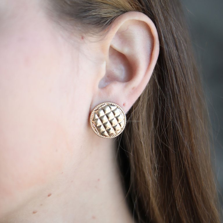 Connell Quilted Metal Disc Stud Earrings