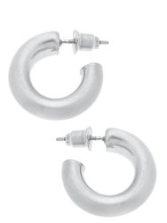 Coraline Hoop Earrings - Satin Silver