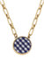 Corrie Gingham Pendant Necklace - Navy / Gold