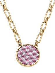 Corrie Gingham Pendant Necklace - Pink / Gold