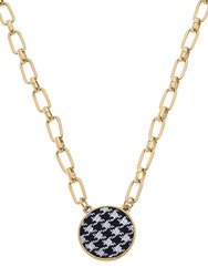 Corrie Houndstooth Pendant Necklace - Black & White