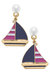Crew Enamel Sailboat Earrings in Pink & Navy - Pink/Navy