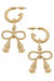 Daisy Bow Drop Hoop Earrings - Worn Gold