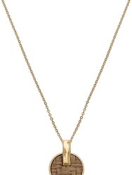 Danielle Raffia Delicate Disc Necklace - Brown / Gold