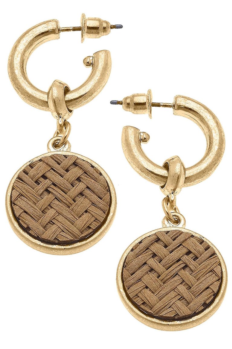 Danielle Raffia Drop Hoop Earrings - Brown