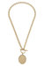 Daria Quilted Metal Pendant T-Bar Necklace